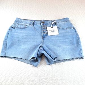 BLEU Denim Design Co. Women's Light Blue Denim Shorts 12 P Distressed